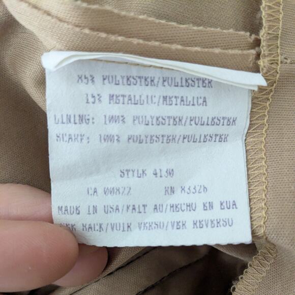 Vintage Lace Prom Dress Maxi Gown 8 Black Tan Y2K 90s Illusion Mesh Grunge Glam - Picture 9 of 10